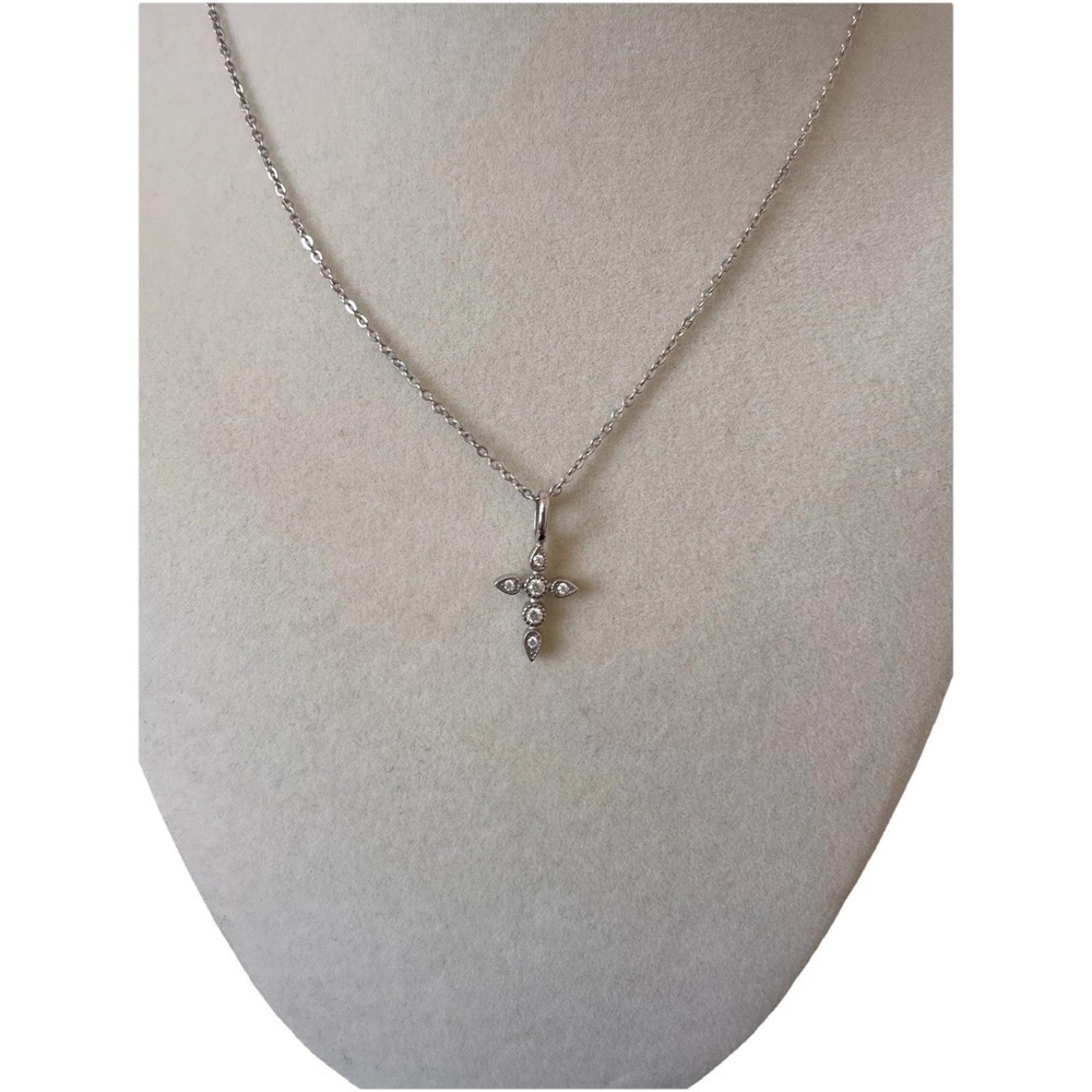 New 925 Sterling Silver W/ MOISSANITE Cross Pendant Chain 16-18inch 107MP - Picture 4 of 8